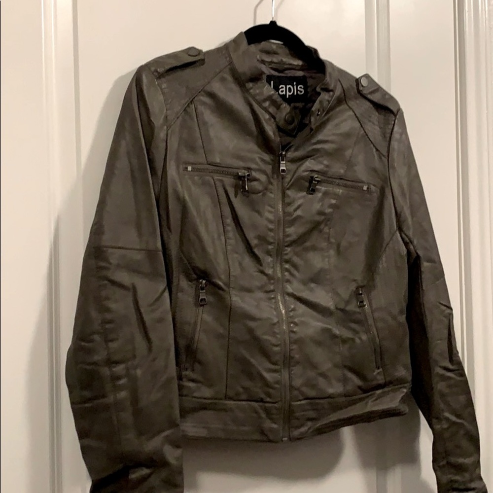 Dark Brown Faux Leather Jacket